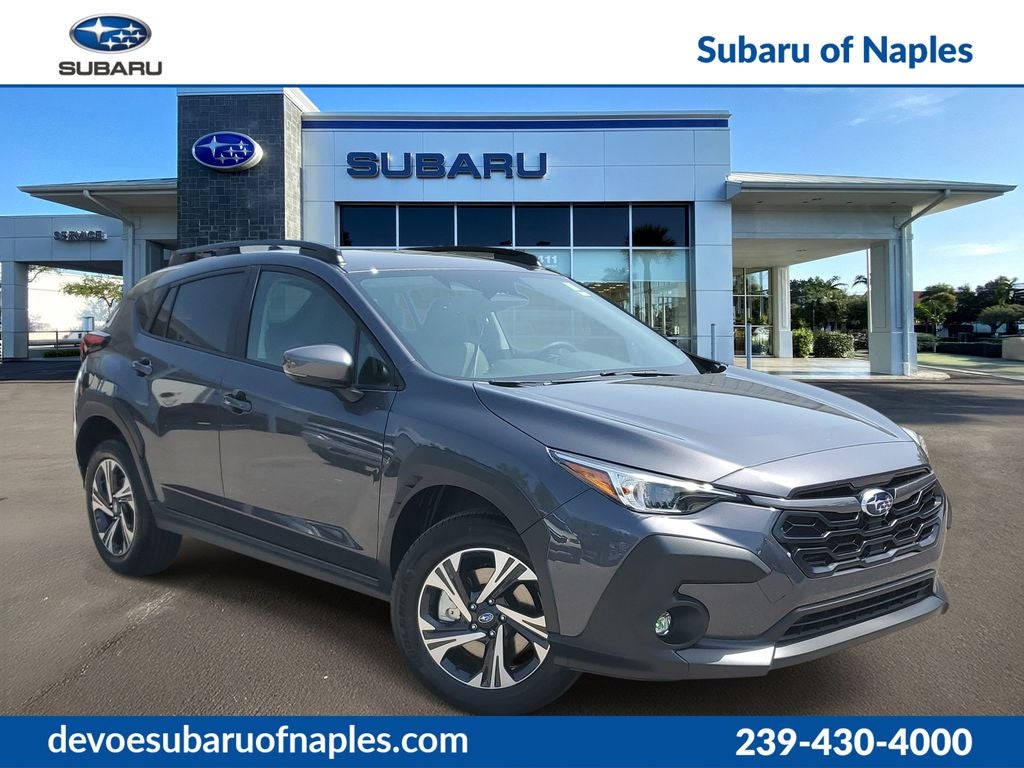 2026 Subaru CROSSTREK Premium in Magnetite Gray Pearl — front three-quarter view
