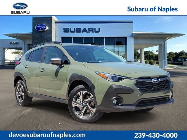 2026 Subaru CROSSTREK Premium in Alpine Green — front three-quarter view
