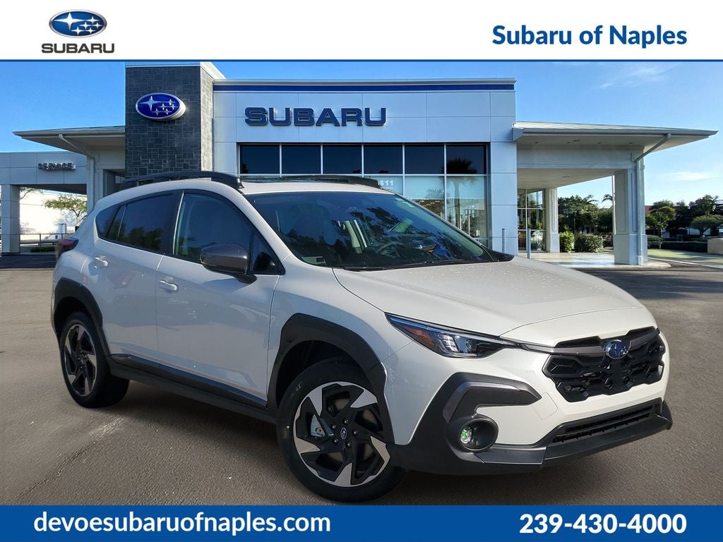 2026 Subaru CROSSTREK Limited in Crystal White Pearl — front three-quarter view