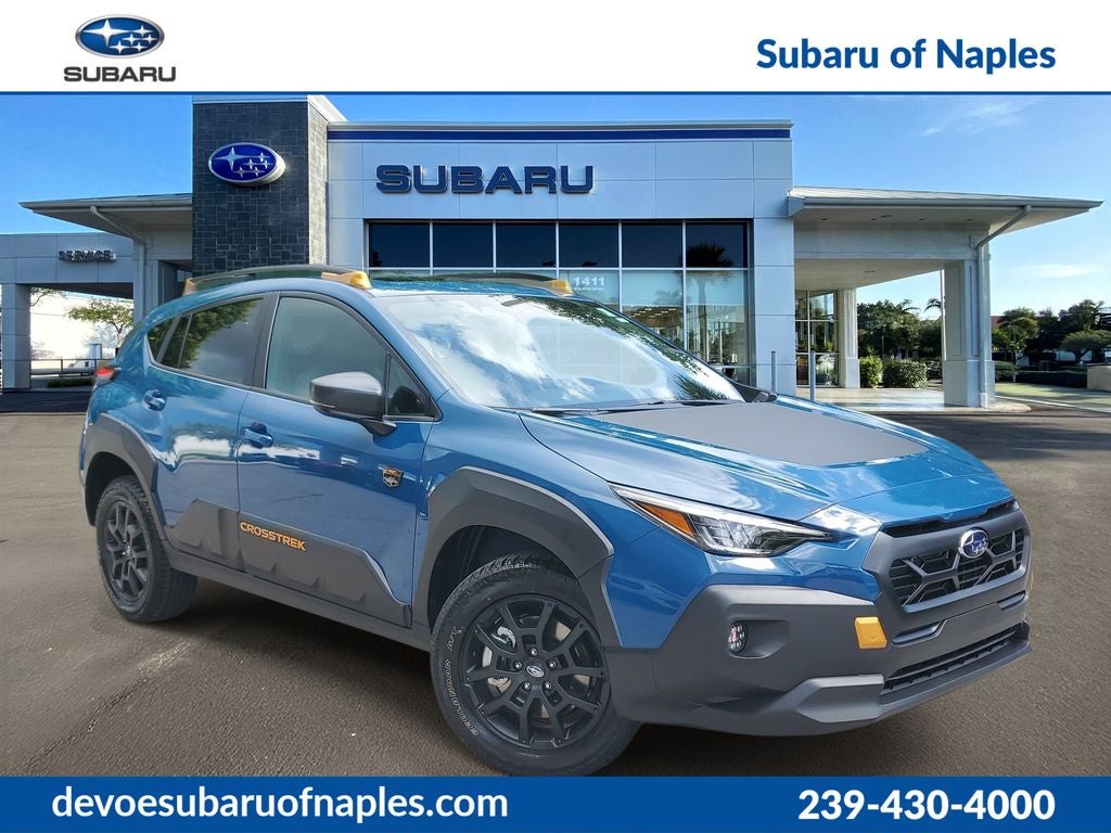2026 Subaru CROSSTREK Wilderness in Geyser Blue — front three-quarter view
