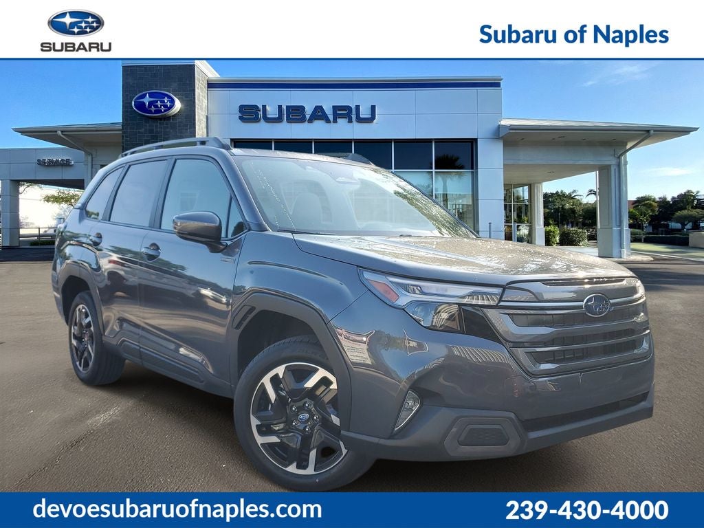 2026 Subaru FORESTER Limited Hybrid in Magnetite Gray Metallic — front three-quarter view