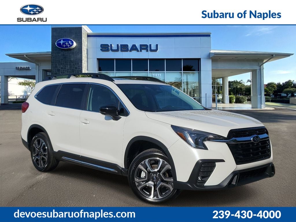 2026 Subaru ASCENT Limited 7-Passenger in Crystal White Pearl — front three-quarter view