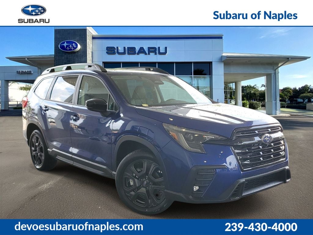 2026 Subaru ASCENT Onyx Edition Touring 7-Passenger in Sapphire Blue Pearl — front three-quarter view