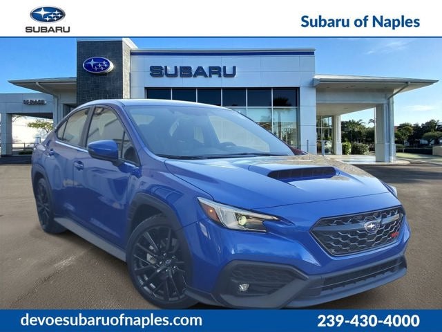 2026 Subaru WRX GT in Wr Blue Pearl — front three-quarter view