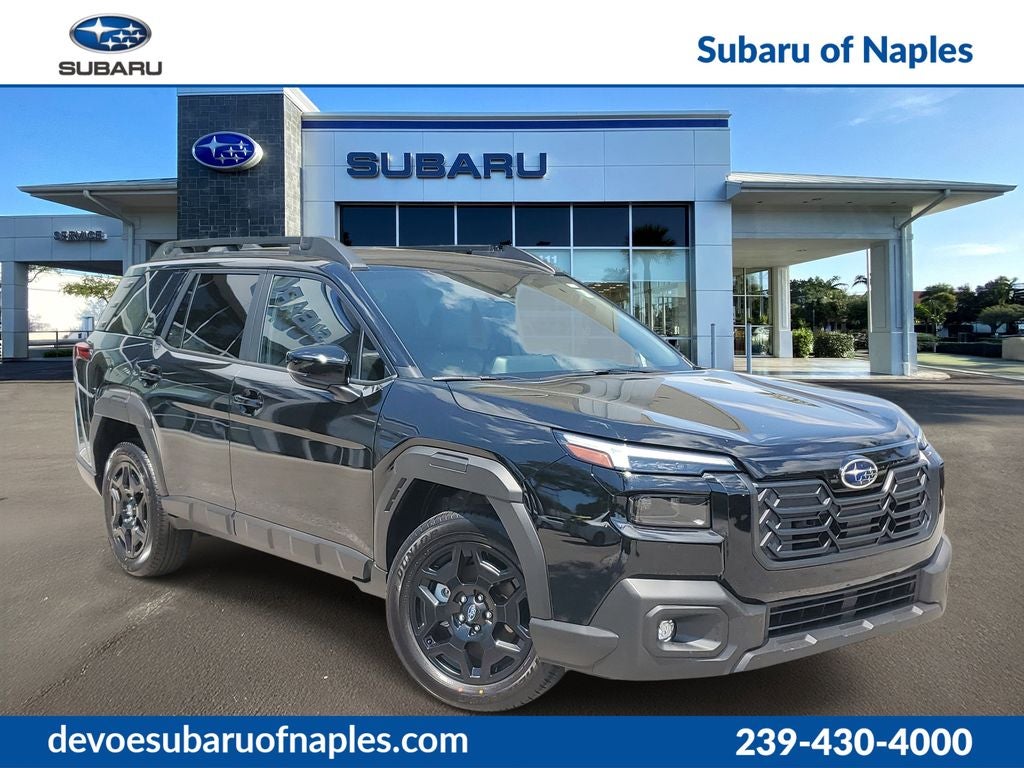 2026 Subaru OUTBACK Limited in Crystal Black Silica — front three-quarter view