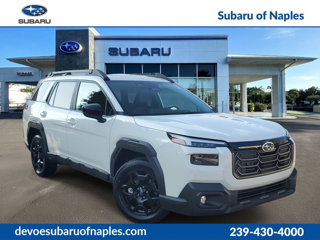 2026 Subaru OUTBACK Limited in Crystal White Pearl — front three-quarter view