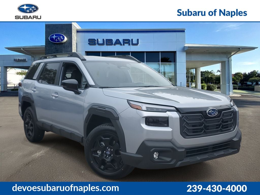 2026 Subaru OUTBACK Limited in Ice Silver Metallic — front three-quarter view