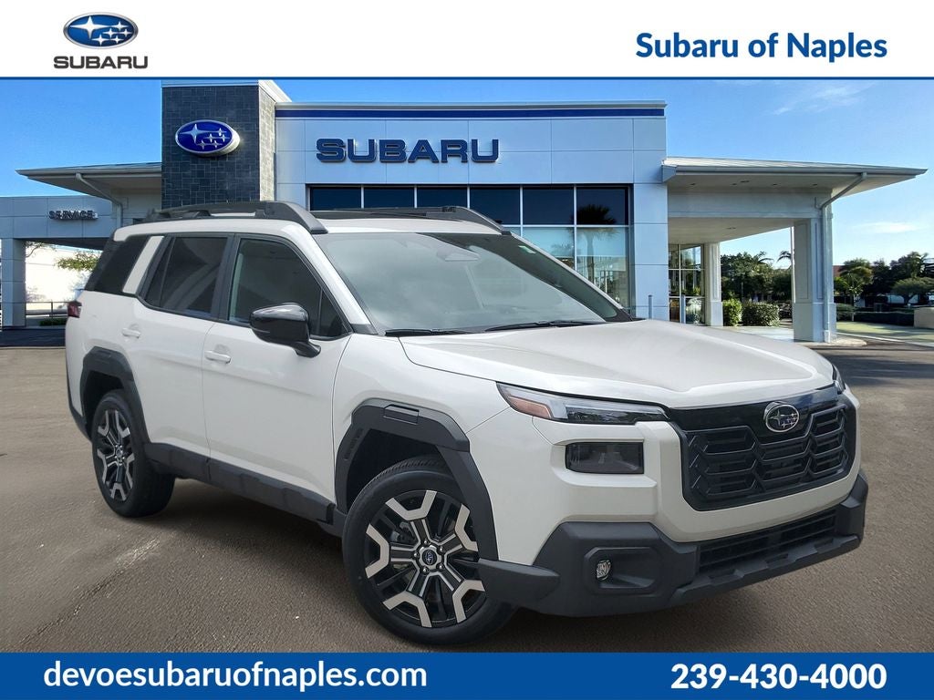 2026 Subaru OUTBACK Touring XT in Crystal White Pearl — front three-quarter view