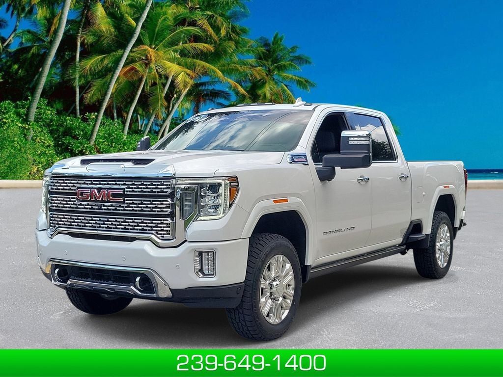 2023 GMC Sierra Denali in White Frost Tricoat — front three-quarter view
