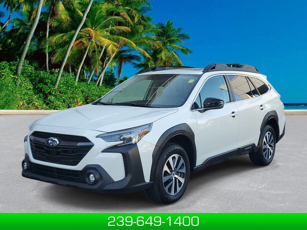 2024 Subaru Outback Premium in Crystal White Pearl — front three-quarter view